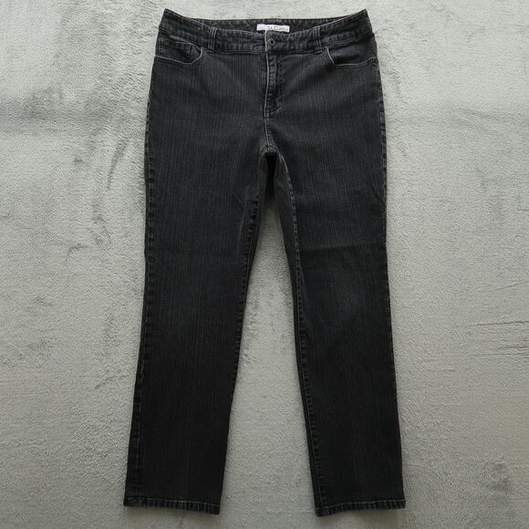 Chico's Platinum Jeans Women's 2 US-12 Short Gray Mid-Rise Slim Leg 27.5" Inseam - Picture 1 of 15